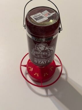 Mississippi State Maroon Glass Hummingbird Feeder